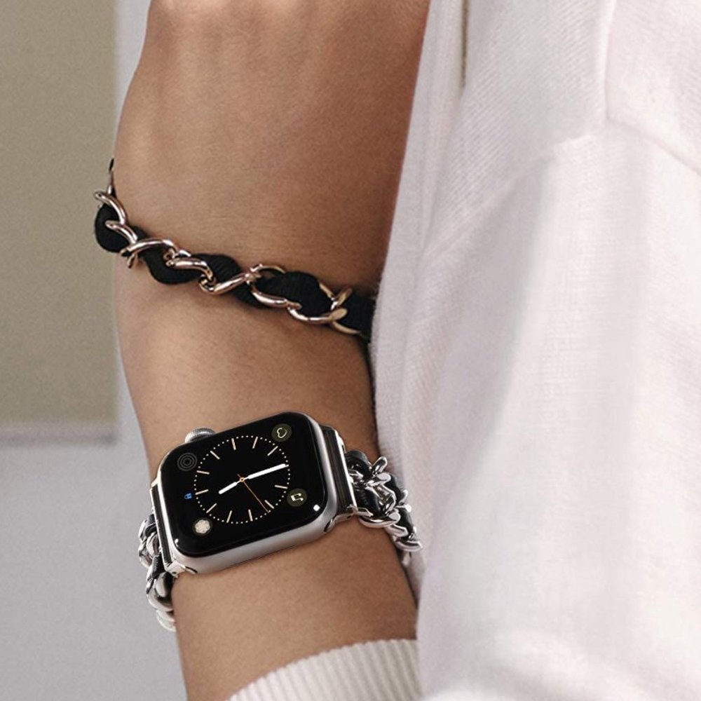 NEW Strap Chain Leather Stainless Band For Apple Watch - Picture 13 of 16